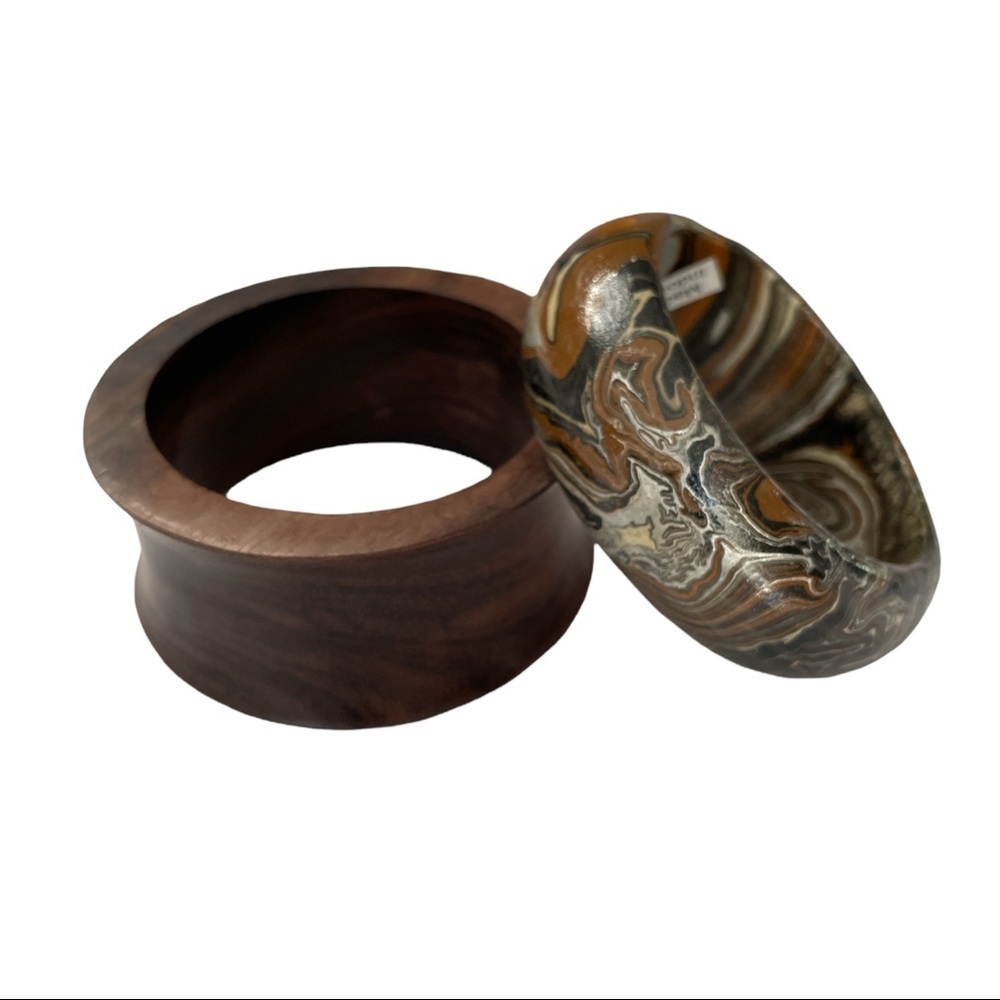 New Handcrafted Coconut Wood Bangle BoHo Bracelets. Made in Indonesia. One size